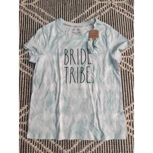 NWT Rae Dunn Bride Tribe Baby Blue T-shirt and Scrunchie, Size S